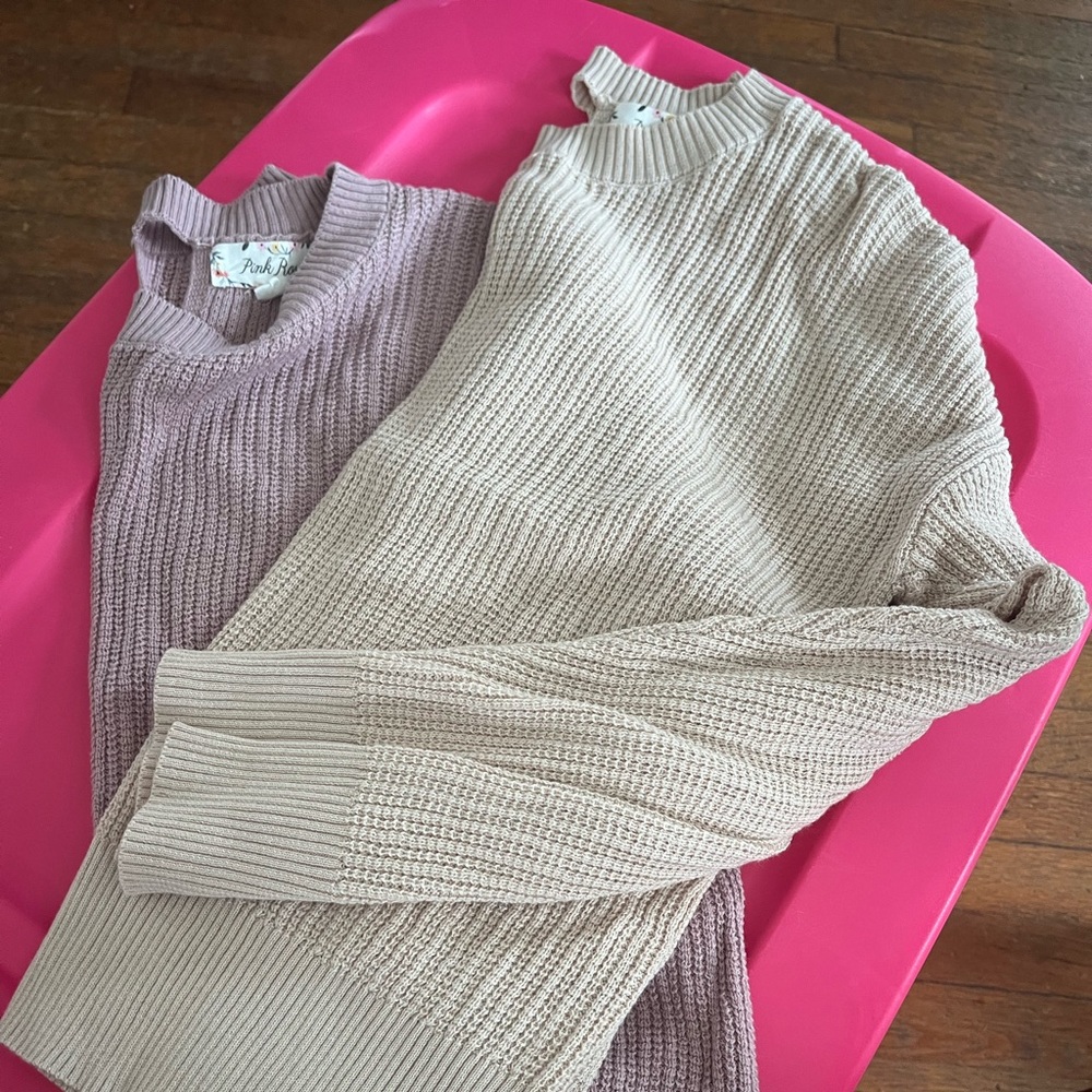 Medium pink rose open back sweater- like new 2 colors available- BEIGE LI…